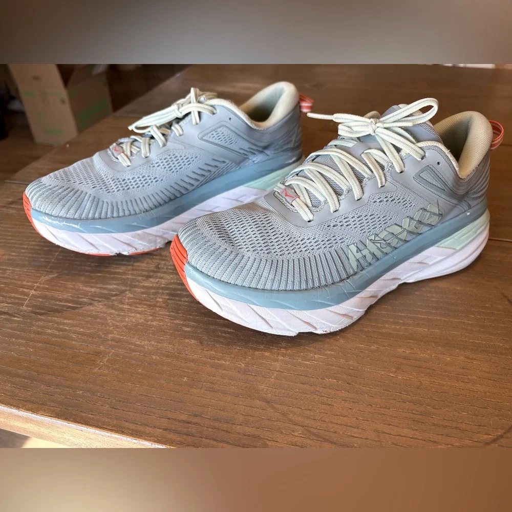 Hoka One One Gray and Blue Athletic Shoes